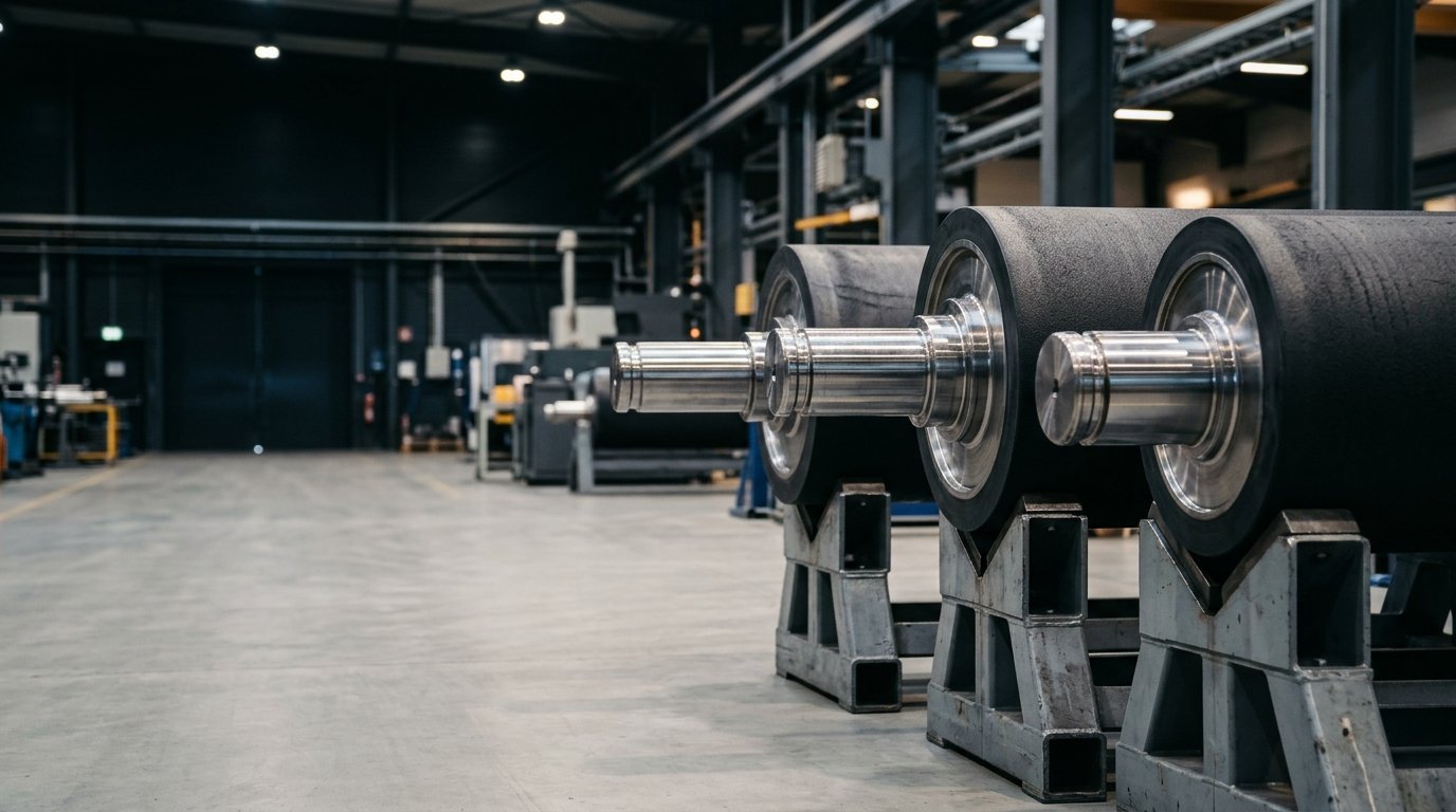 Precision industrial rollers in workshop