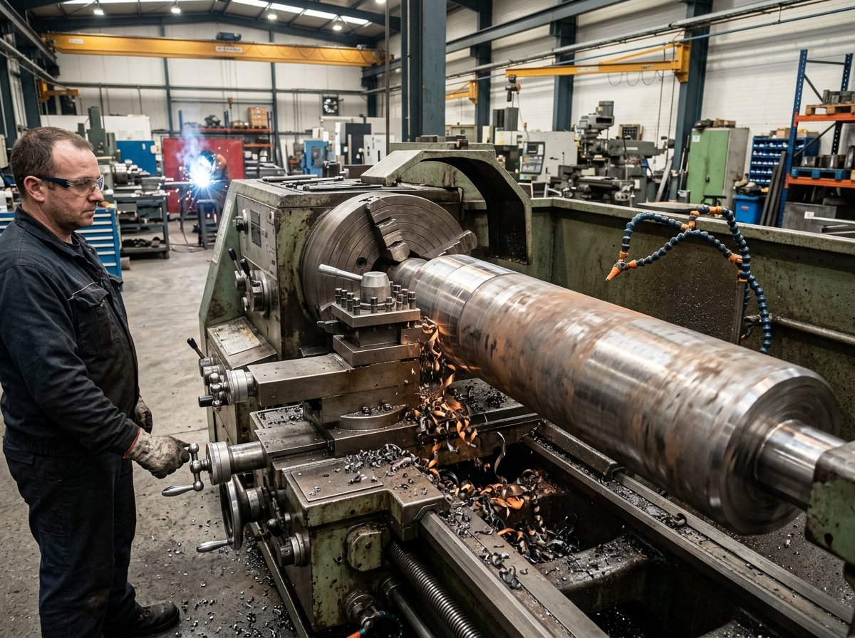 Metal roller lathe machining